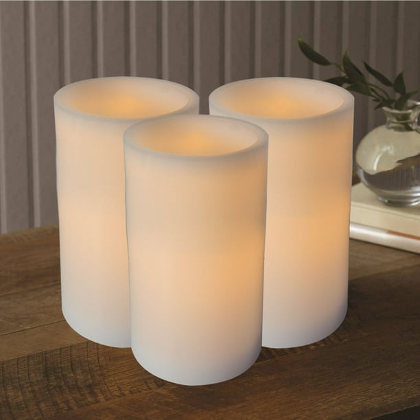 (3pack) Mainstays 3x6 Inch Flameless LED Pillar Candles, White