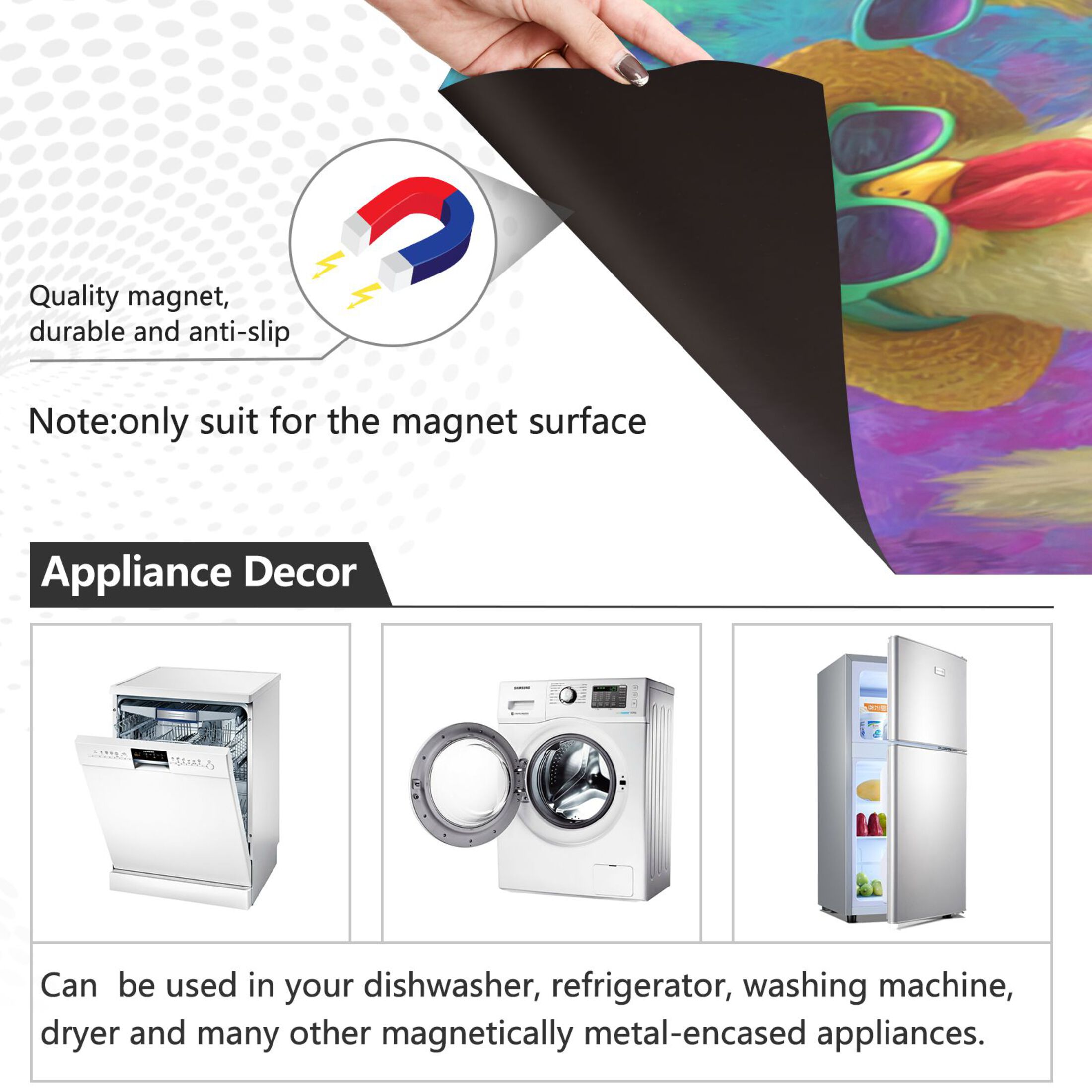 Dishwasher Magnetic Refrigerator Magnet Cover Sticker Home Decorative 23"x26" Three Cute Chickens Pattern