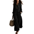 thumbnail image 1 of Women's Button down Shirt Wide Leg Pants Loose Set 2026 Elastic Waist Wide Leg Pants Breathable Casual Outfit with Pocket, M, 1 of 2