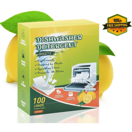 Eco Dishwasher Tablets 100 Pack – Biodegradable, Plastic-Free, Lemon Scent