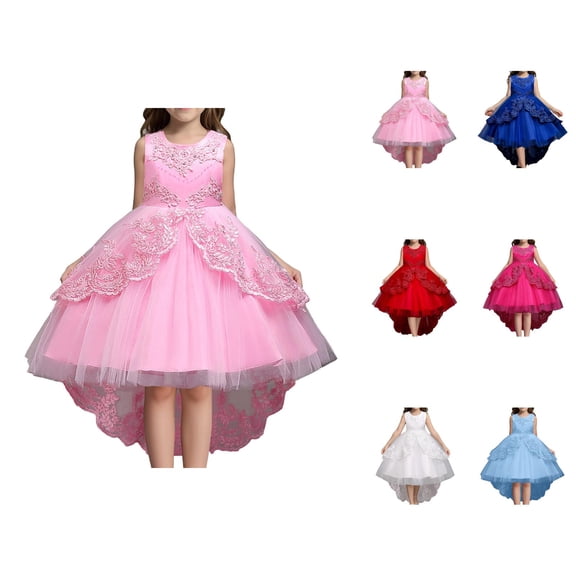 Lace Strapless Tea-Length Dress – Puffy Princess Gown for Weddings, Sweet Formal Outfit, Refined Alternative to Pink Dress for Girls Basics