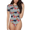 thumbnail image 2 of Uemuo Dachshund Dog Heart Pattern Women's One Piece Short Sleeve Swimsuit Rash Guard Surfing Modest Quick-drying Swimsuit Beach Essentials-XX-Large, 2 of 9