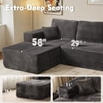 thumbnail image 4 of Ovios Modular Sectional Sofa with Chaise, 106" Deep Seat L-Shaped Plush Corduroy Boneless Couch for Apartment, Grey, 4 of 14