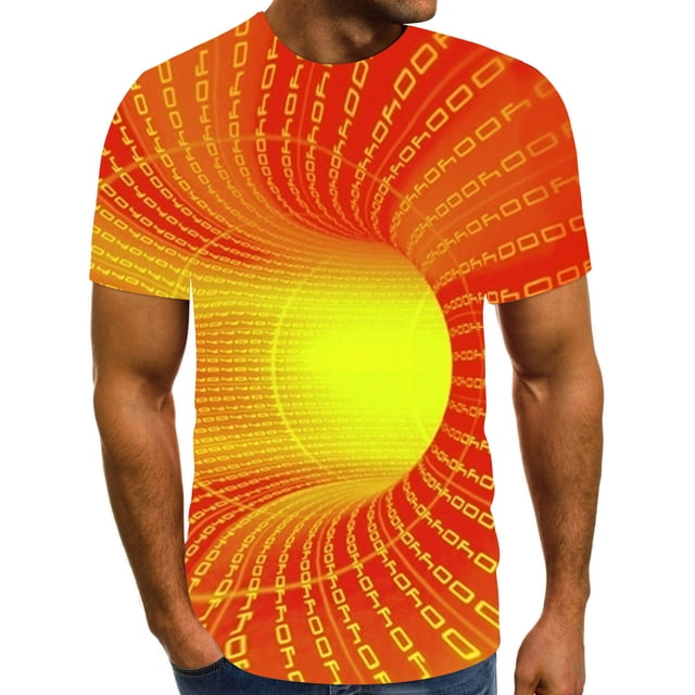 EQWLJWE Chemise d'Été pour Hommes T-shirt à Manches Courtes à Col Rond pour Hommes et Femmes de Printemps et d'Été Impression 3D Haut Blouses Manches Courtes Hauts pour Homme