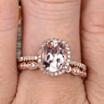 thumbnail image 5 of 1.75 Carat Morganite Wedding Set Engagement Ring Oval Shaped Art Deco Bridal Ring On 10k Rose Gold, 5 of 6