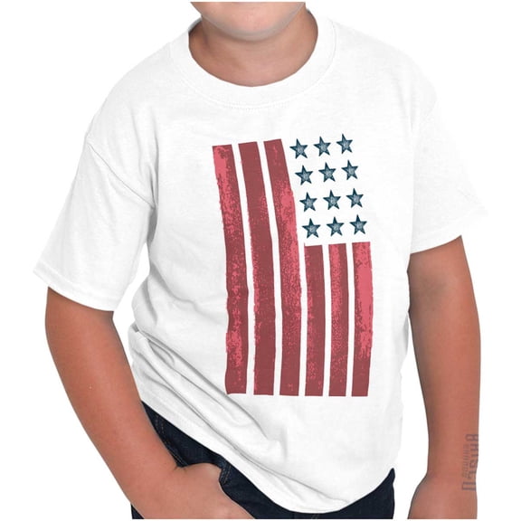 USA American Flag Distressed Stencil Crewneck T Shirts Boy Girl Teen Brisco Brands S