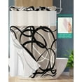thumbnail image 2 of No Hook Shower Curtain with Snap in Liner, Abstract Geometric Black and Yellow Line Brown Hotel Shower Curtains for Bathroom, Washable Shower Curtain Liner Set with Mesh Top Window, 72"x72", 2 of 6