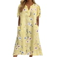 thumbnail image 3 of TaTaai Women's Floral Print V-Neck Short Sleeve Midi Dress with Tie Cuff Detail and Side Pockets Casual Fashion Lightweight Flowy Dress for Spring Summer Daily Vacation Outings Gift, 3 of 7