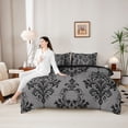 thumbnail image 5 of Homewish Western Boho Skull 7pcs Queen Bedding,Victorian Damask Bedding Comforter Set Queen,Halloween Bed Set,Black Reversible, 5 of 8