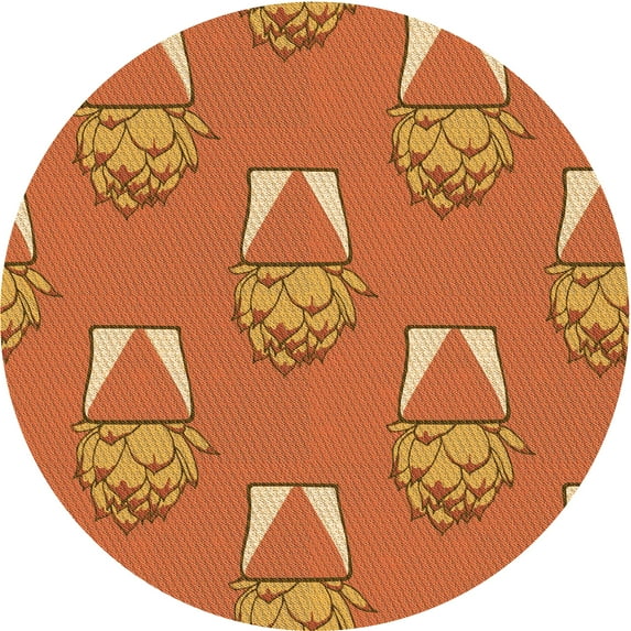 Ahgly Company Machine Washable Indoor Round Transitional Orange Area Rugs, 4' Round