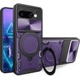 thumbnail image 1 of KOMI for Google Pixel 9A Case with Magnetic Ring Kickstand, Lens Protection Shockproof Stand Case with Slide Camera Cover for Pixel 9A Purple, 1 of 5