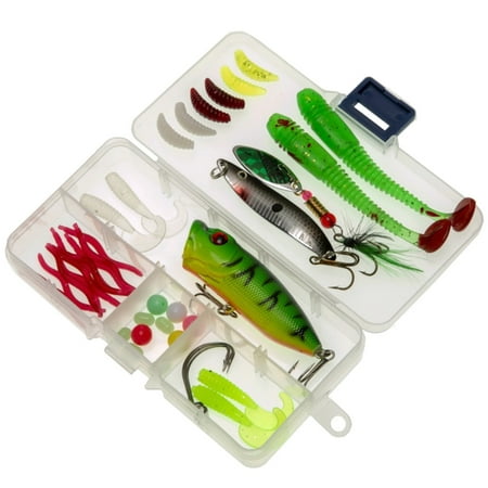 40Pcs Fishing Lure Baits Tackle Set Including Spoon Lure Crankbait Soft Worm