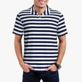 thumbnail image 3 of Rocae Navy Blue And White Stripes for Men's Short Sleeve Polo Shirt, Quick Drying Performance Moisture Wicking Sports Men's Golf Shirt Large, 3 of 9