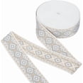 thumbnail image 1 of Cinta jacquard de rombos de 50 yardas (45,72 m), 5 cm (5 pulgadas) de ancho, estilo étnico, con ribete geométrico vintage, de poliéster., 1 of 9