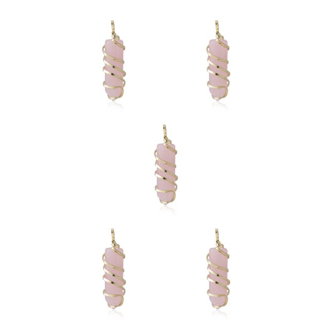 QualitChoice Wire Wrapped Charm Women Men Jewelry Making Anniversary Hanging Pendant Exquisite Crystal Keychains Accessories Pink Crystal 5Set