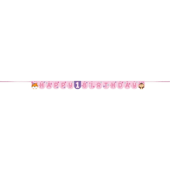 Various One Is Fun Girl Ribbon Banner, 1pk, 7.75" x 7.75"