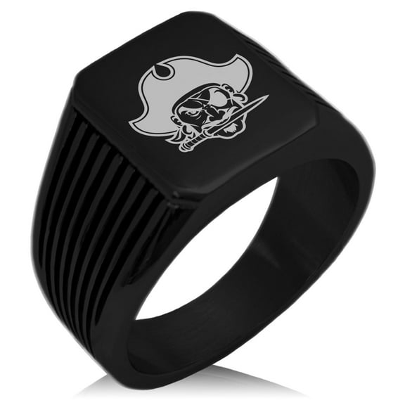 Stainless Steel Buccaneer Privateer Pirate Needle Stripe Pattern Biker Style Polished Ring