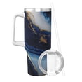 thumbnail image 2 of Haiem Navy Blue Marble Printed 40OZ Ice Bully With Handle - Portable for Hot & Cold Drinks, Travel, Gym, Home, and Outdoor Activities, 2 of 8
