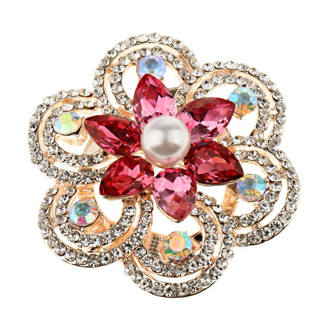 Flor de de Imitación de La Bufanda de material perla de La Hebilla de Broche de La Joyería Rosa roja