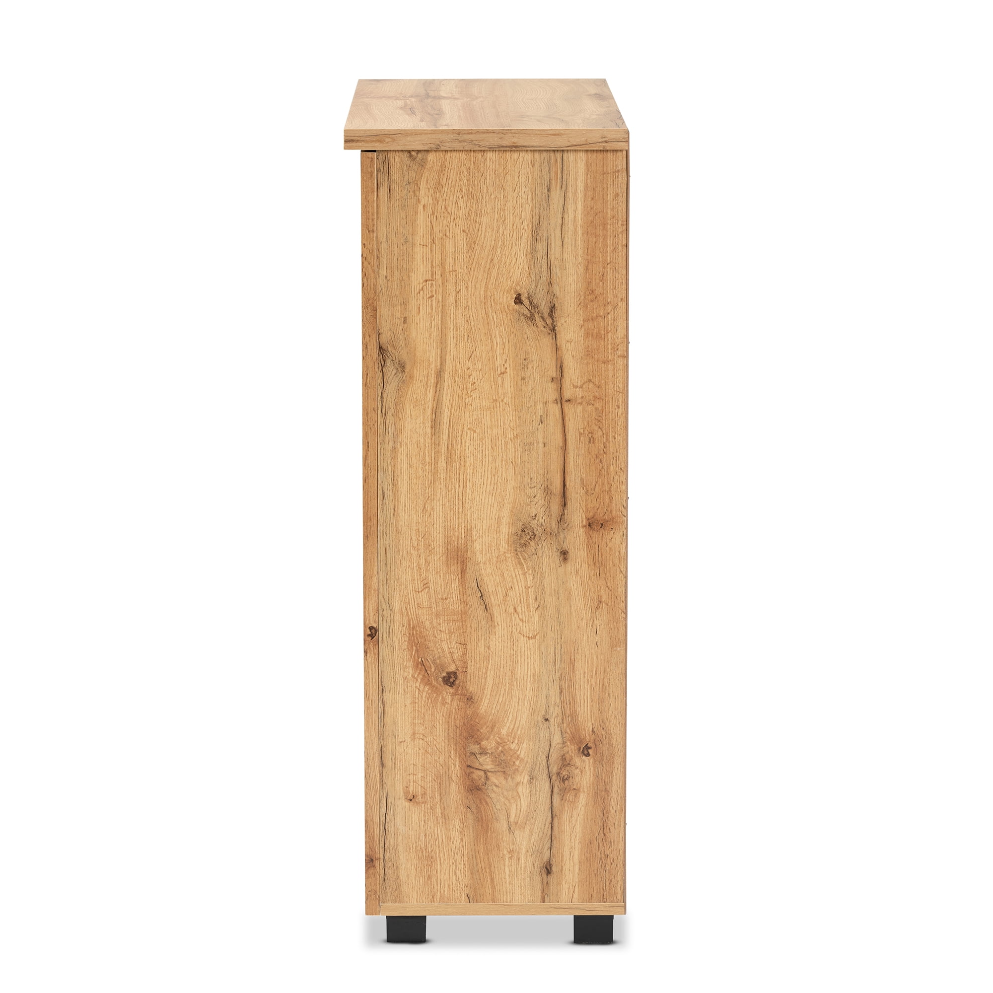 Baxton Studio Adalwin Modern and Contemporary Oak Brown Finished Wood 2-Door Shoe Storage Cabinet