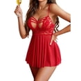 thumbnail image 2 of KISSGAL Lingerie Set for Women Sexy Babydoll Chemise Nighty Lace Mesh Teddy V Neck Sleepwear, 2 of 7