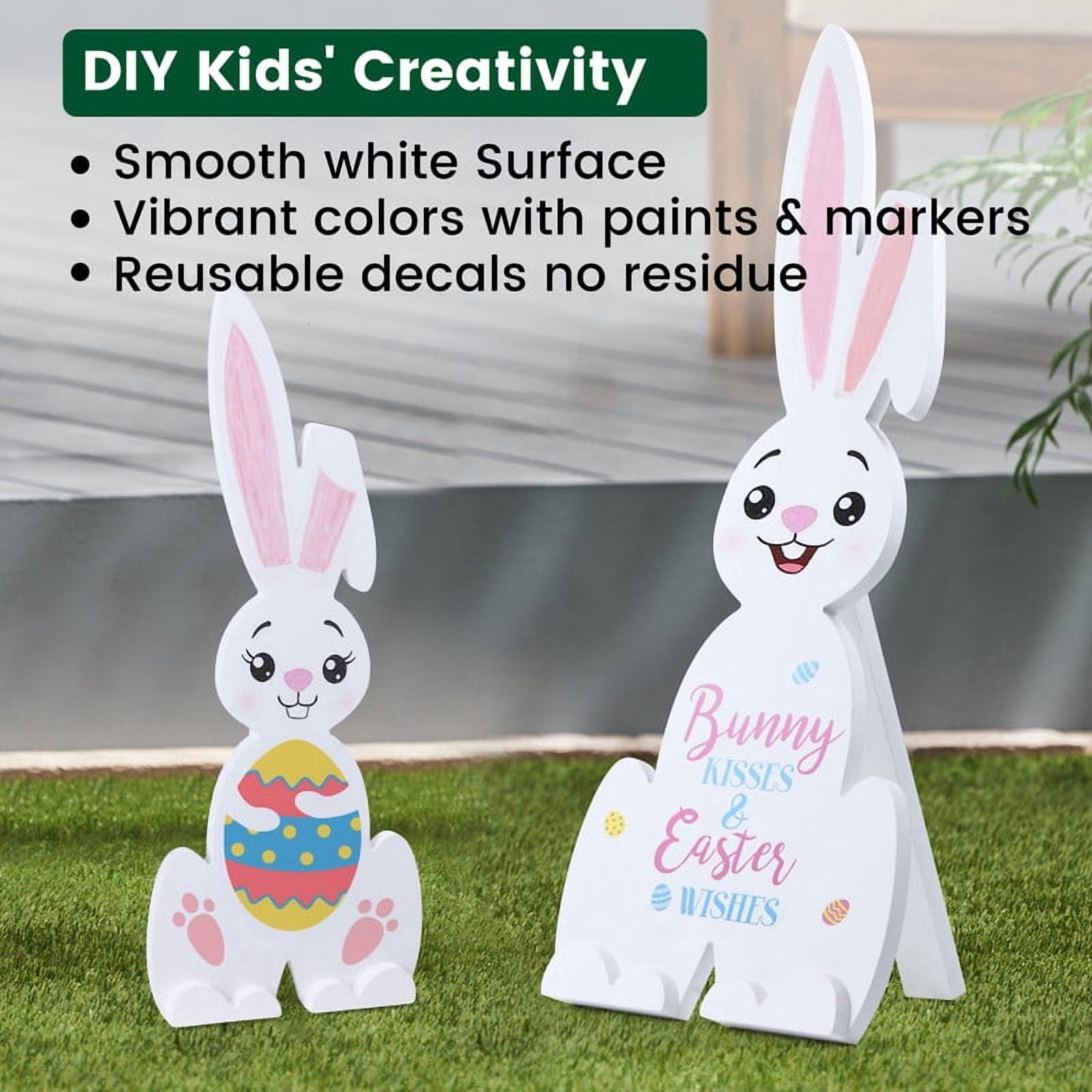Active Mind Ltd Wood 22 Inch Large Easter Bunny Paper Cardboard Cutouts 2 Pack