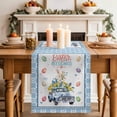 thumbnail image 2 of Table Runner 70 Inches Long for Kitchen Dining, Spring Easter Dresser Scarf Farmhouse, Dining Table Decorations for Wedding/Parties, Watercolor Floral Eggs Rabbits Truck Blue 13 x 70 In, 2 of 8