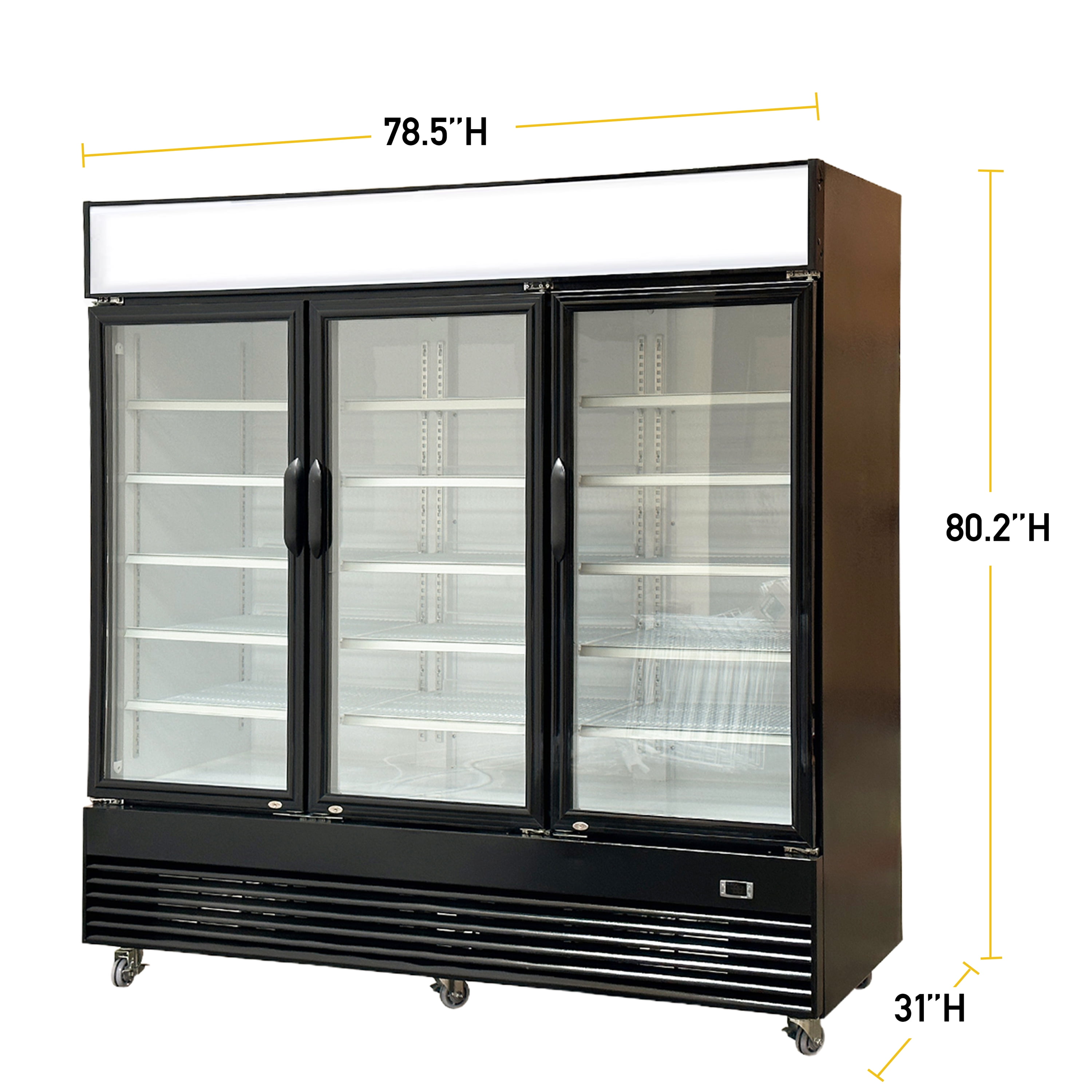 NSF 78.5 in.3-Glass Door Merchandiser Refrigerator - 69.5 Cu.Ft. Commercial Beverage Display