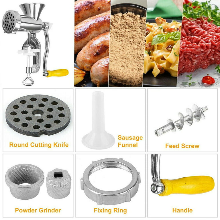 Gideon Hand Crank Manual Meat Grinder Heavy Duty Stainless Steel Blades  with Powerful Suction Base Effortlessly Grind Meat, Vegetables, Garlic