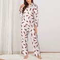 thumbnail image 2 of Pajama Sets for Women 2 Pcs, Chili Button Down Long Sleeve Sleepwear Lounge PJ Sets, 2 of 6