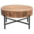 thumbnail image 4 of Contemporary Solid Wood and Iron Round Coffee Table Natural and Black, 4 of 8