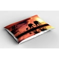 thumbnail image 2 of Ambesonne Africa Pillow Sham, Wild Animals Silhouette View, 36" X 20", Dark Coral Seal Brown, 2 of 2
