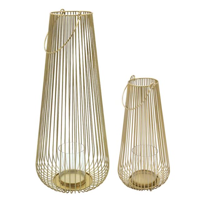 Sagebrook Home 16009-02 25 in. Metal Wire Lantern, Gold