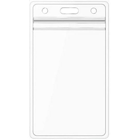 10 Pack Heavy Duty ID Card Badge Holder with Resealable Zipper, Waterproof Type ID Card Holder, Vertical Style, Clear, by CypesCrafts
