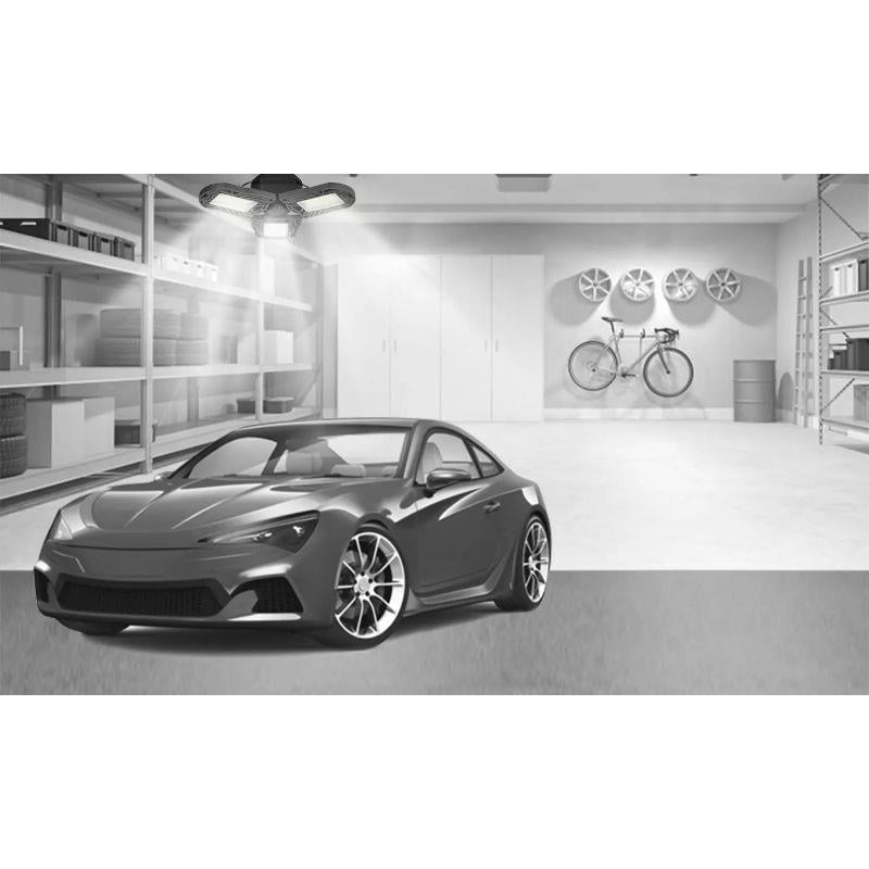 LED Garage Ceiling Light - 80W, 7000LM, 6500K, E26/E27, Adjustable Deformable Workshop Lamp, Die-Cast Aluminum
