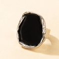 thumbnail image 1 of Anillo de piedra negra grande de Metal bohemio para hombres y mujeres, encanto de goteo de aceite, anillo de articulación grande, joyería gótica de acero inoxidable, regalo, 1 of 4