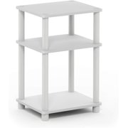 3-Tier Rotating End Table – Multi-Functional Side Table/Nightstand with Plastic Poles, White & Espresso Finish