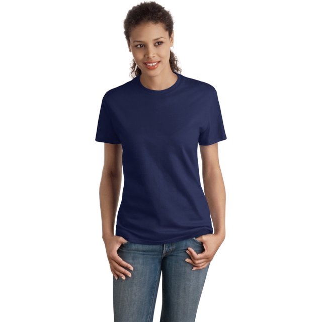 Hanes SL04 Womens Nano-T T-Shirt Size Small, Navy Blue