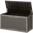 thumbnail image 6 of Uforic 100 Gallon Large Resin Deck Box, Waterproof Lockable Outdoor Storage Container for Patio Garden, Light Brown, 6 of 8