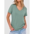 thumbnail image 6 of ANRABESS Womens Short Sleeve Tops Casual V Neck Wrinkle - Free Basic T Shirts Summer Cute Tee 2026 Spring Fashion Clothes Light Green X-Large, 6 of 7
