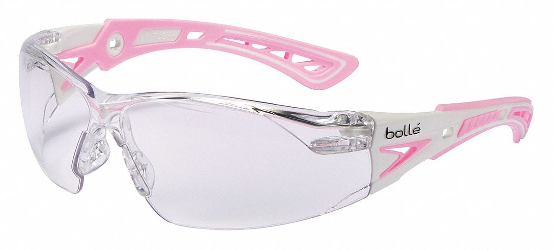 Bolle 40254 Rush Small Safety Glasses Pink/White Temples Clear Anti-Fog Lens 