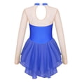 thumbnail image 2 of YEAHDOR Kids Girls Sequins Floral Decorated Patchwork Skating Dance Dress Long Sleeve Gymnastics Dress Royal Blue 12, 2 of 6