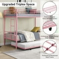 thumbnail image 4 of SYNAGR Twin Bunk Beds with Safety Guardrail & Flat Ladder, Convertible Trundle Metal Bunk Bed Frame, Teens Bed for Dorm/Guest Room, Space-Saving Pink Frame, No Box Spring Required, 4 of 7