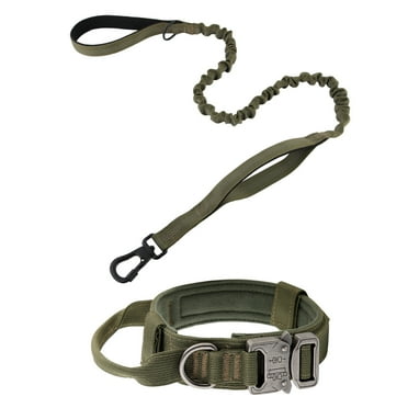 Plutus Pet Tactical Dog Collar, Soft Padded, Adjustable With Heavy Duty Metal Buckle, Military Dog Collar With Control Handle For Medium Large and Extra Large Dogs (XL, Green Set)