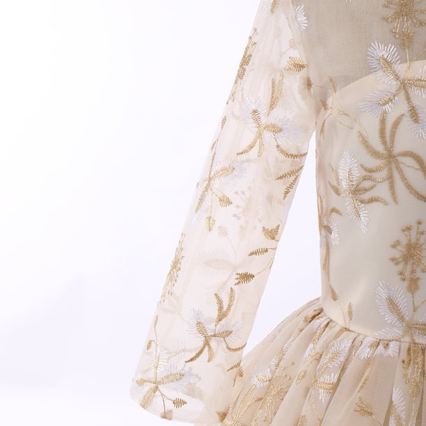 ivory embroidered dress 11 years IBTOM Girls Floral Lace Dress, 3/4 Sleeves Princess Gown, 11-12 Champagne summer fashion inspiration