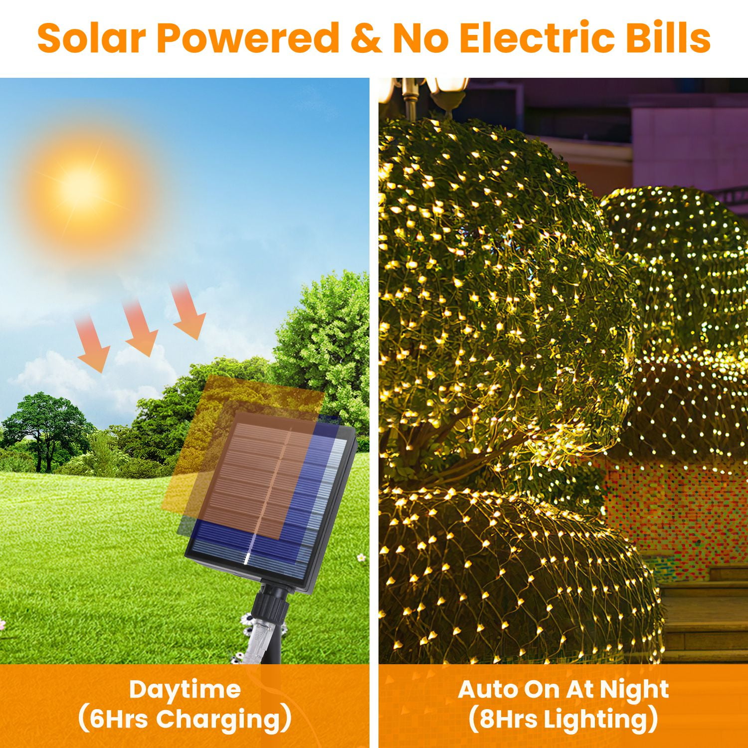 Imountek 192LED Solar Christmas Net Lights Outdoor, 9.84x6.56FT Dimmable Bush Lights with Remote Timer IP44 Waterproof 8 Modes for Holiday Wedding Patio