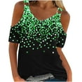 thumbnail image 1 of Mode Décontractée pour Femmes Imprimé Manches Courtes Col Rond Blouses Chemises, 1 of 4