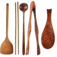 thumbnail image 1 of Utensilios de cocina de madera Juego de utensilios de cocina con espátula Wok Pinzas para alimentos Cuchara de cocina Palillos de mango largo Paleta de arroz Cuchara para servir Ormromra WRLF-222, 1 of 7
