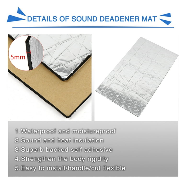 10mm Car Sound Deadening Mat – Self-Adhesive Insulation For Firewall, Hood & Floor (Silver)