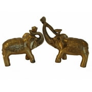 Pair of Brass Elephant Statues by Feng Shui Import LLC